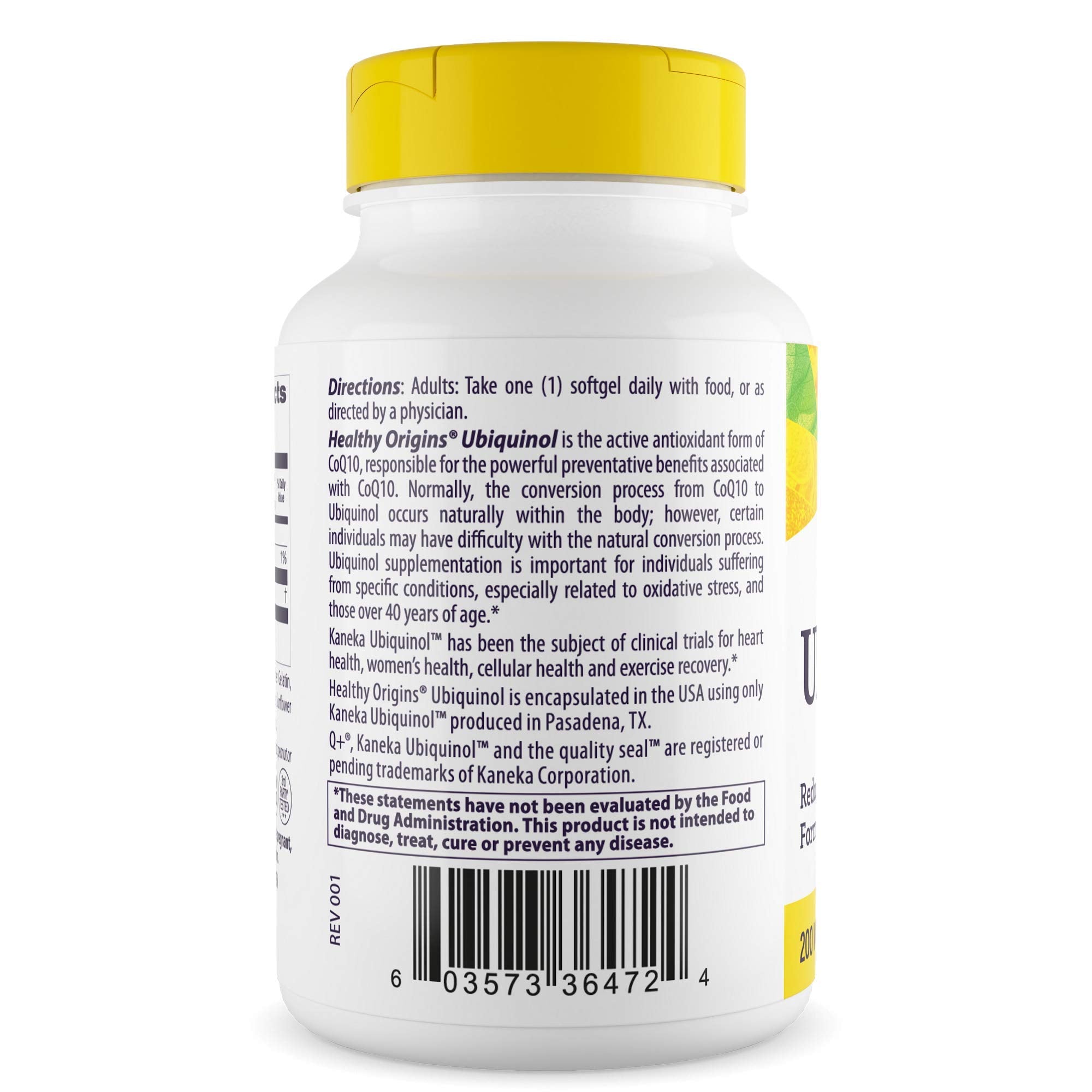 Detalle de softgel de Healthy Origins ubiquinol resaltando textura y pureza