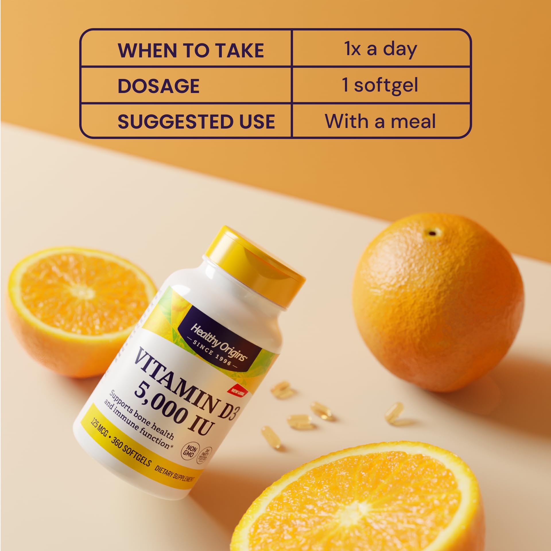 Healthy Origins softgel en mano para mostrar facilidad de ingestión