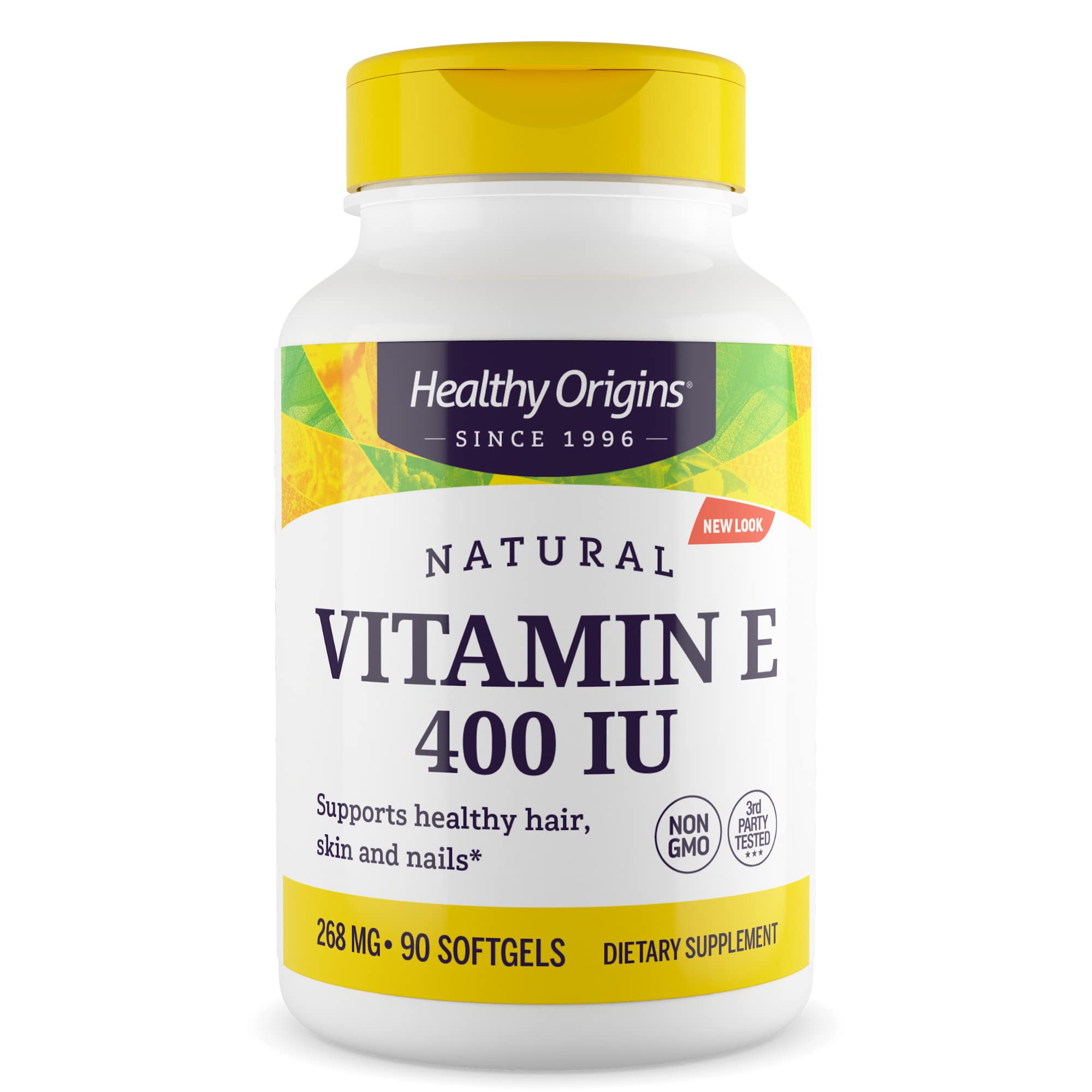 Healthy Origins envase frontal mostrando dosis y 90 cápsulas, confianza en calidad