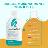 Healthycell comparación de tamaño del sobre para facilidad de transporte