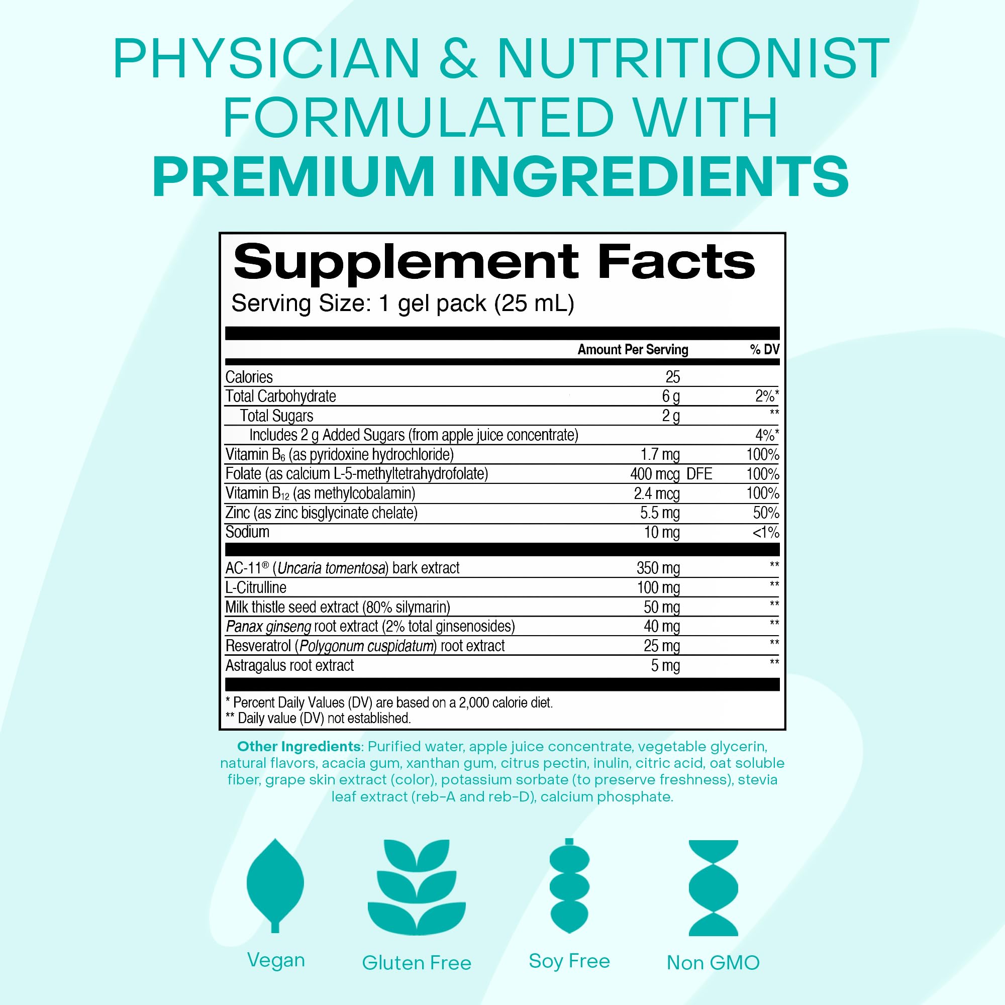 Healthycell etiqueta con listado de AC-11, resveratrol y vitaminas B