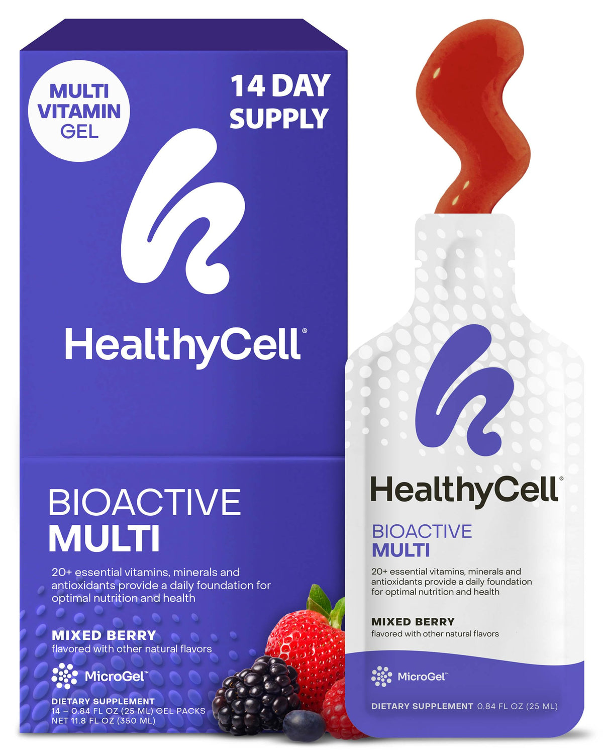 Healthycell frente del empaque mostrando el diseño y beneficio de absorción