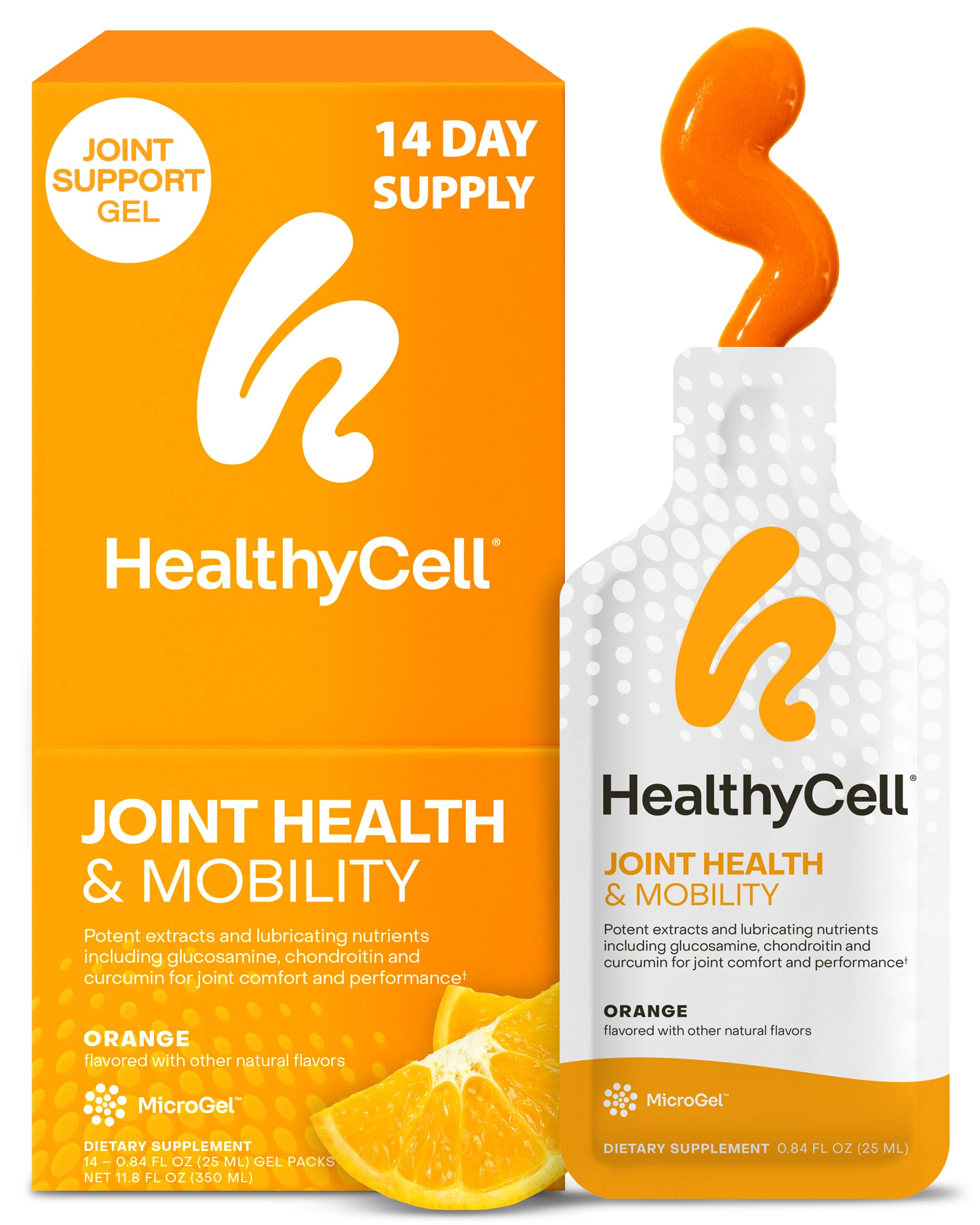 Healthycell frente del empaque mostrando 14 sobres y beneficio de conveniencia