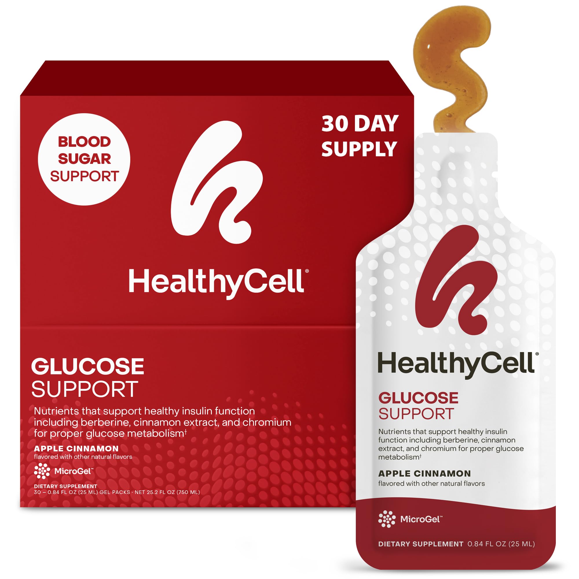 Healthycell frontal del empaque MicroGel mostrando diseño y sabor
