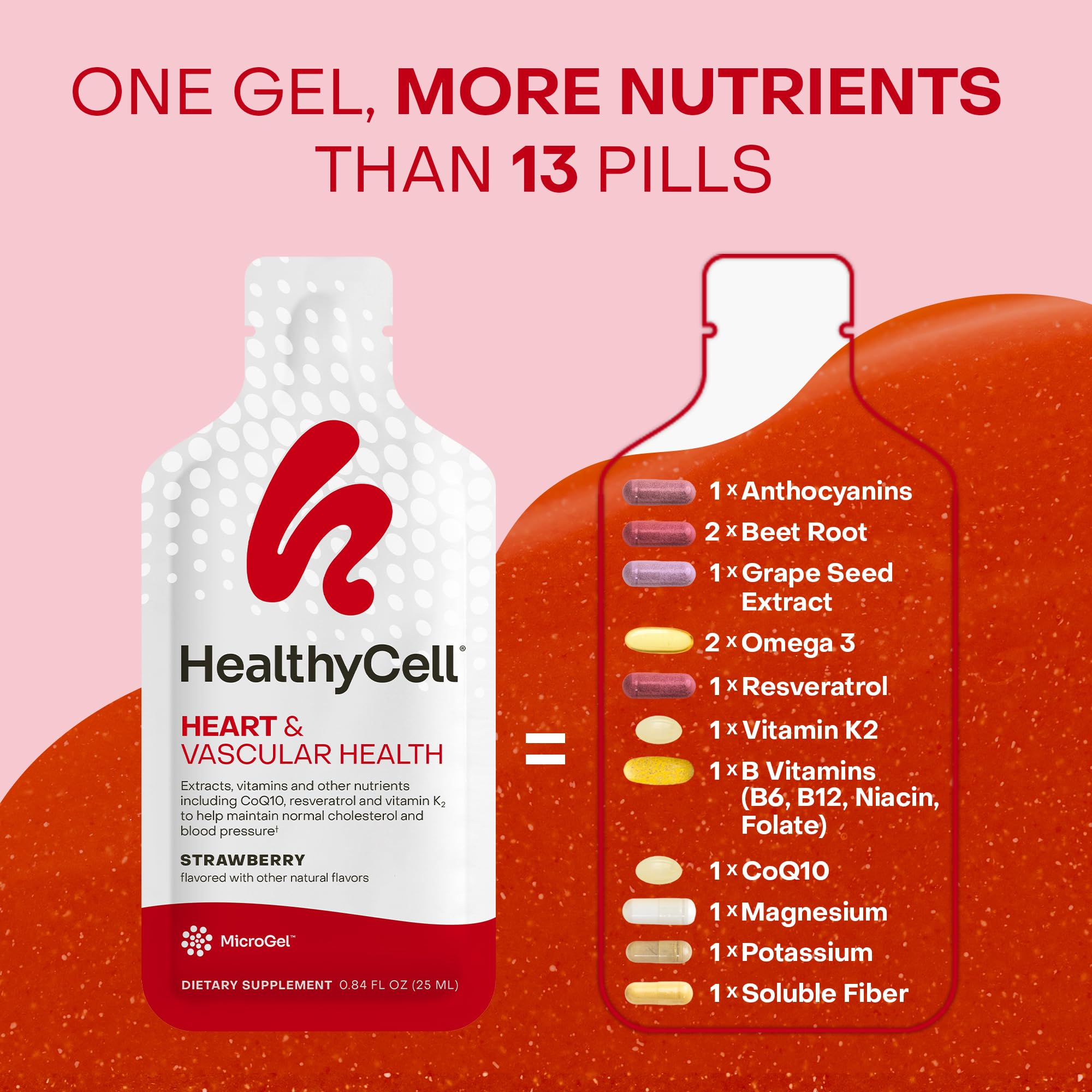 Healthycell gel mezclado en batido de fresa para aporte nutritivo sabroso