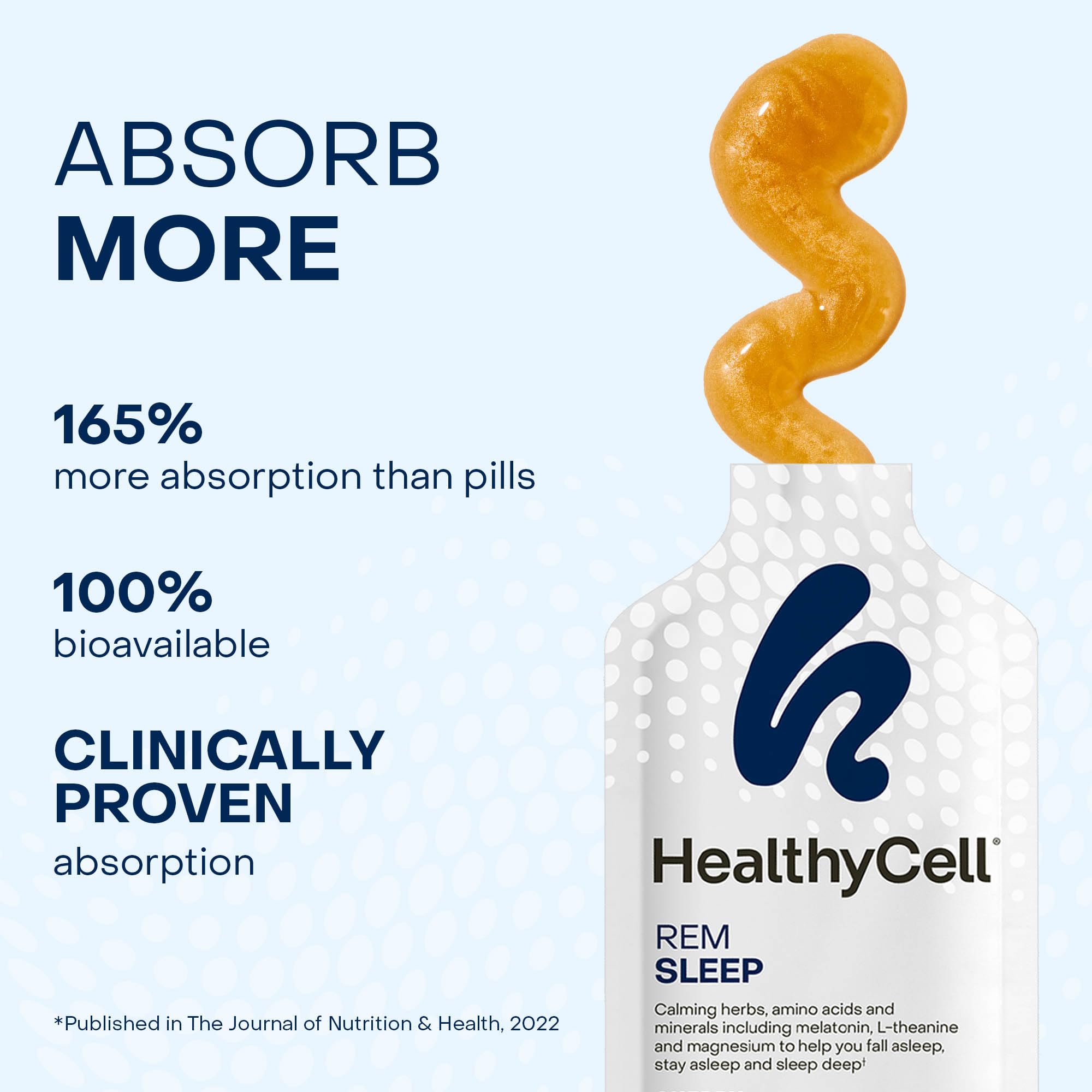 Healthycell gel en mano para comparar tamaño y facilidad de uso