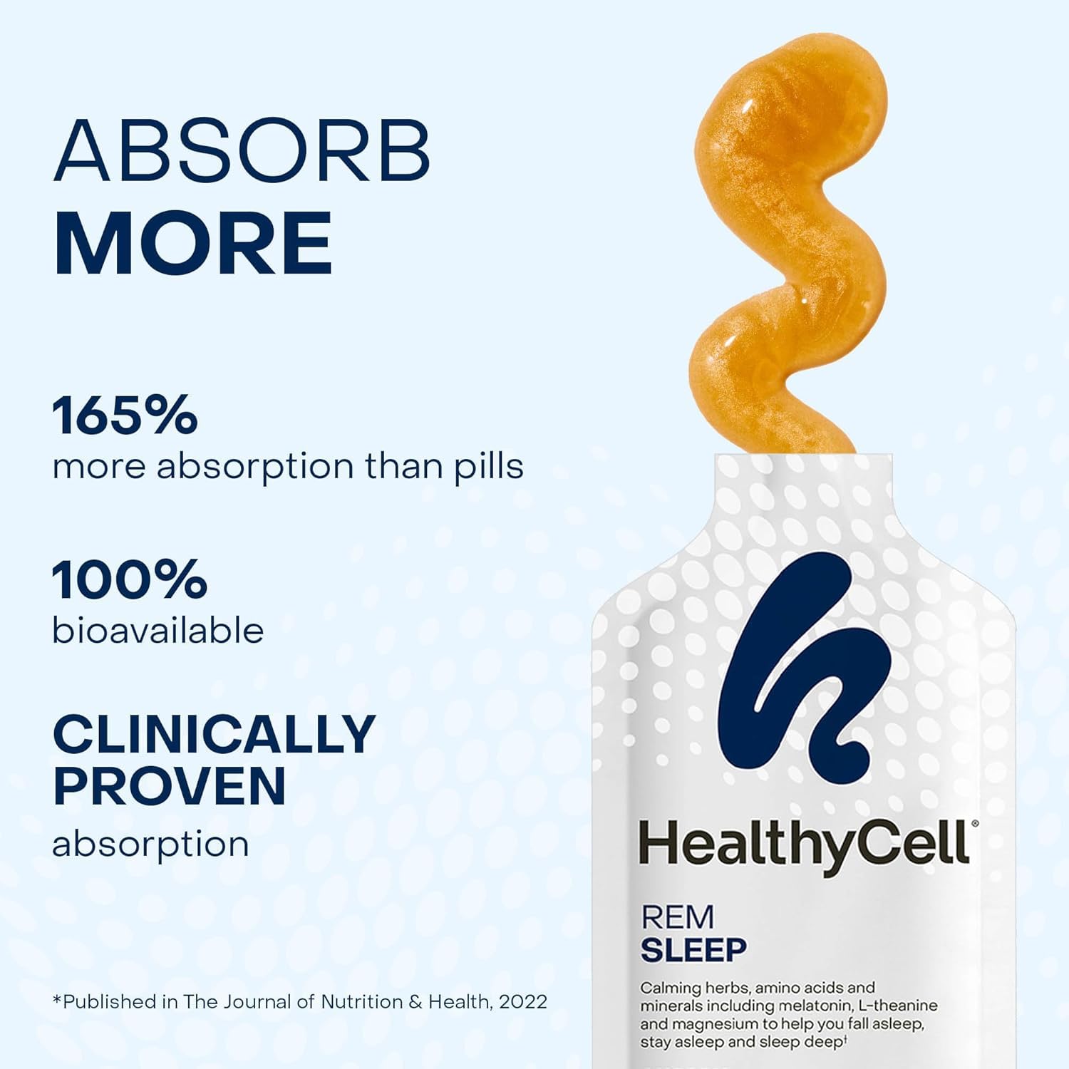 Healthycell gel en mano antes de dormir, administración fácil y sin pastillas