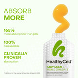 Healthycell sobre abierto con gel, práctico para consumo directo