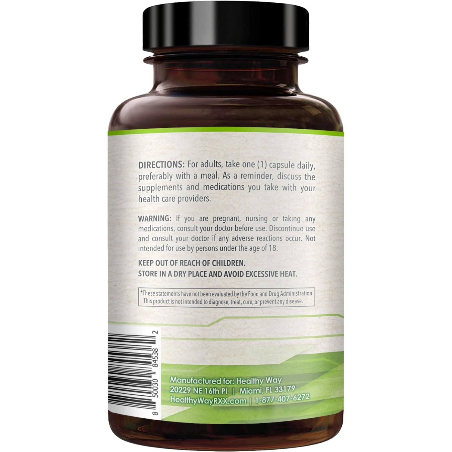 HealthyWayRx cápsula 500 mg en primer plano, muestra alta concentración