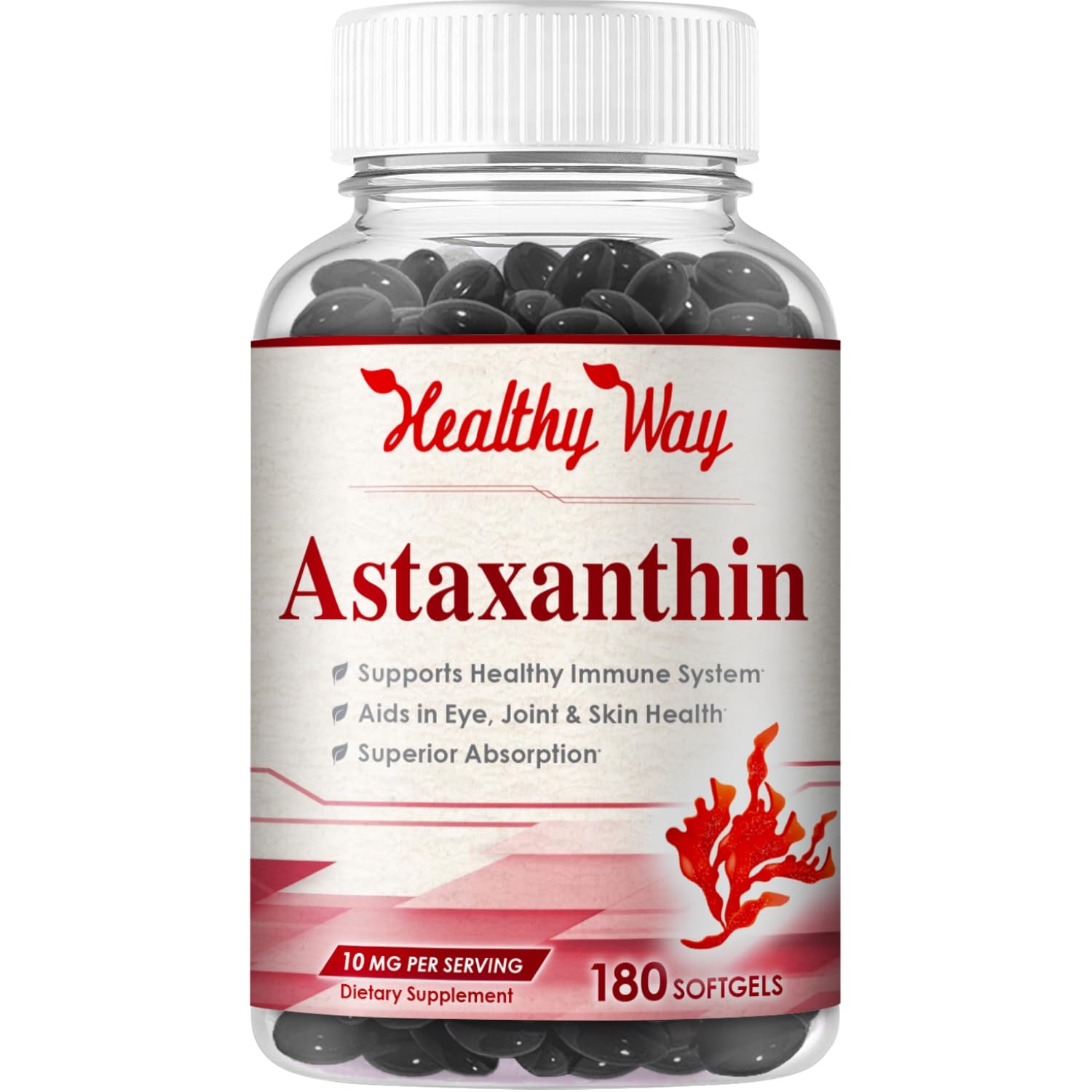 HealthyWayRx frontal del envase mostrando 180 porciones y beneficio antioxidante