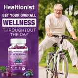 Envase Healtionist abierto con gomitas dentro mostrando cantidad y conservación