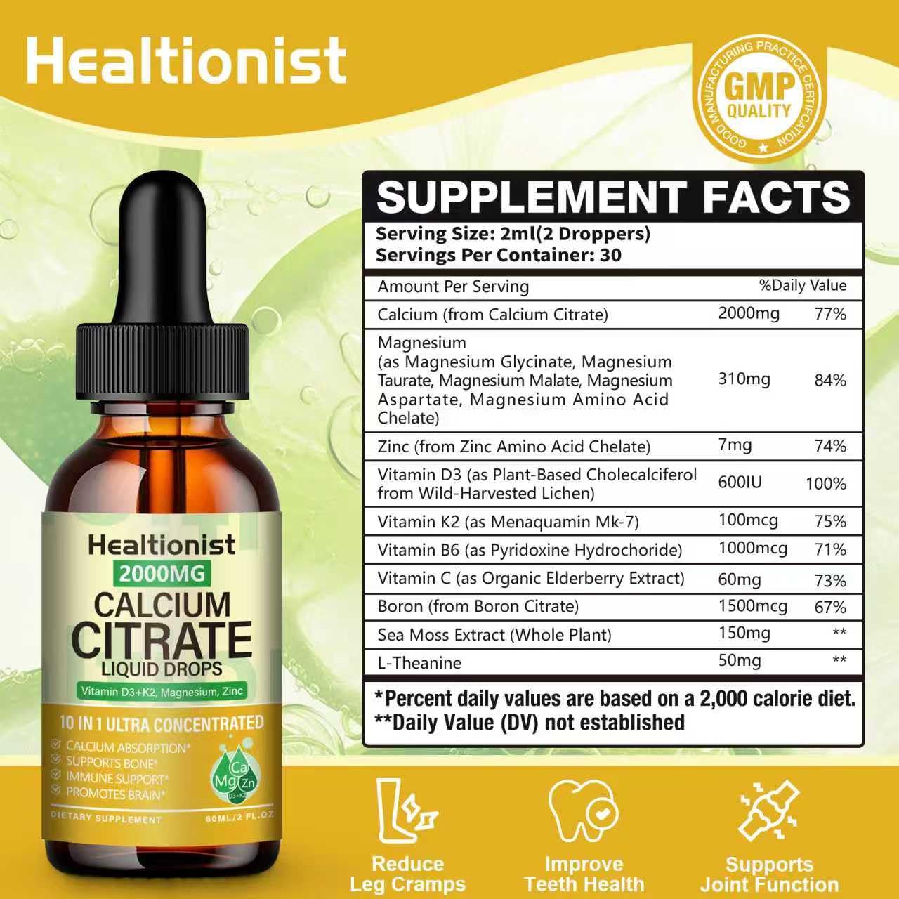 Healtionist detalle del cuentagotas para dosificación precisa y cómoda