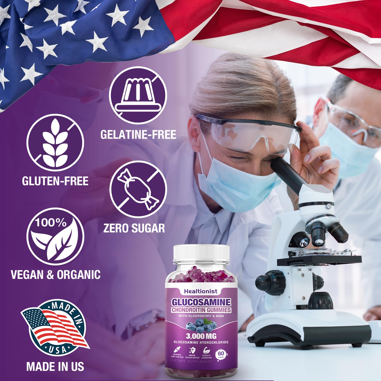 Detalle formulario Healtionist que destaca glucosamina, condroitina y MSM