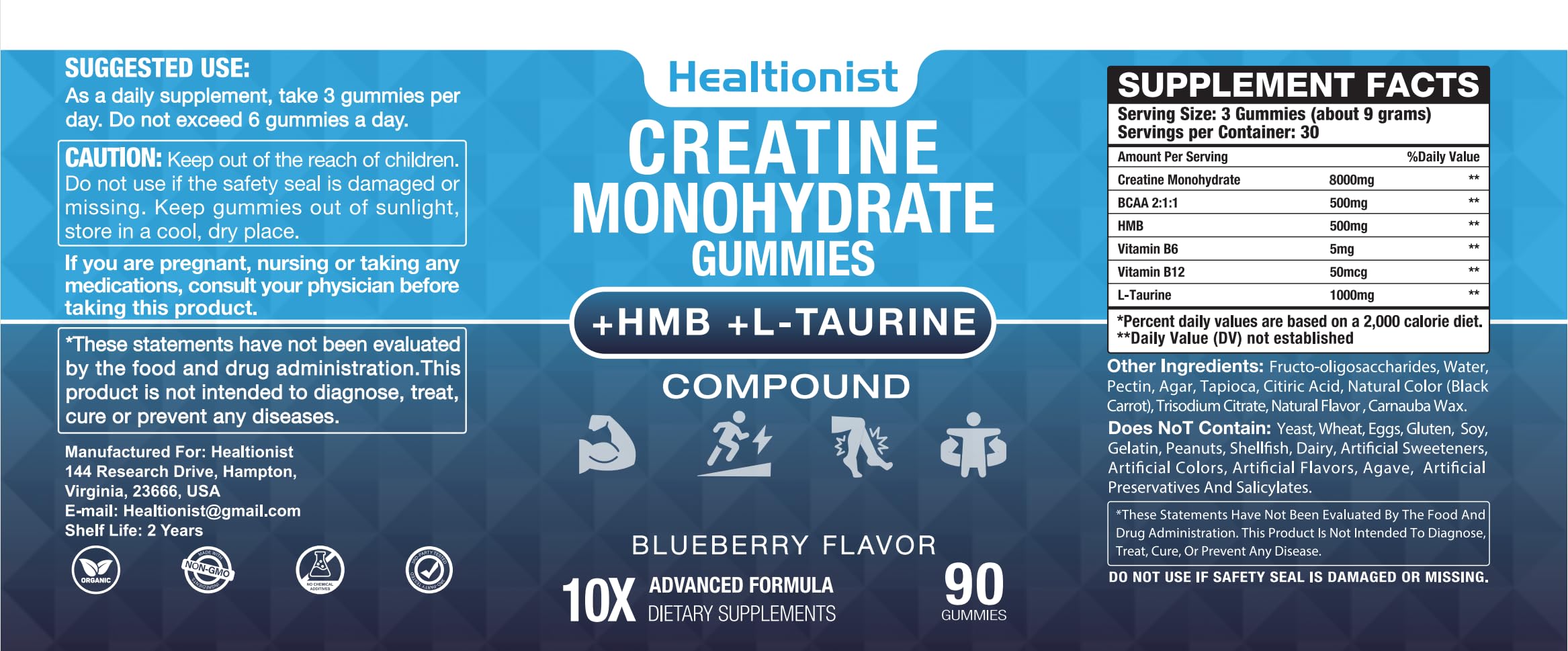 Healtionist escena lifestyle con persona activa y gomitas en bolsa