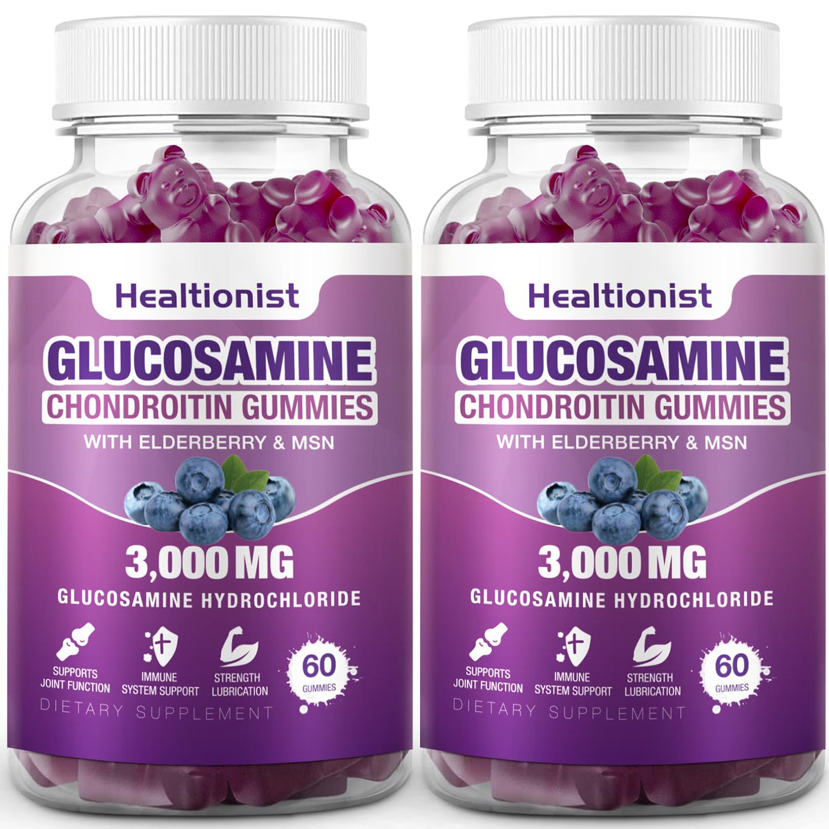 Healtionist frente del envase mostrando 120 gomitas y beneficios visibles
