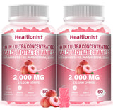 Healtionist envase frontal de gomitas durazno, práctico y atractivo