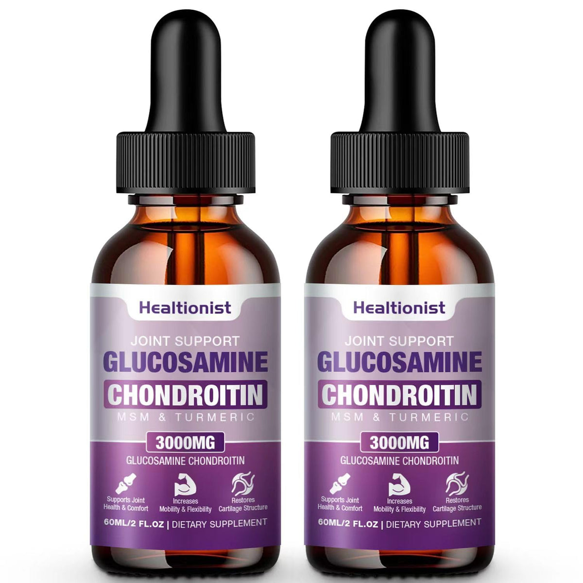 Healtionist vista frontal del pack mostrando ventaja de dosificación líquida