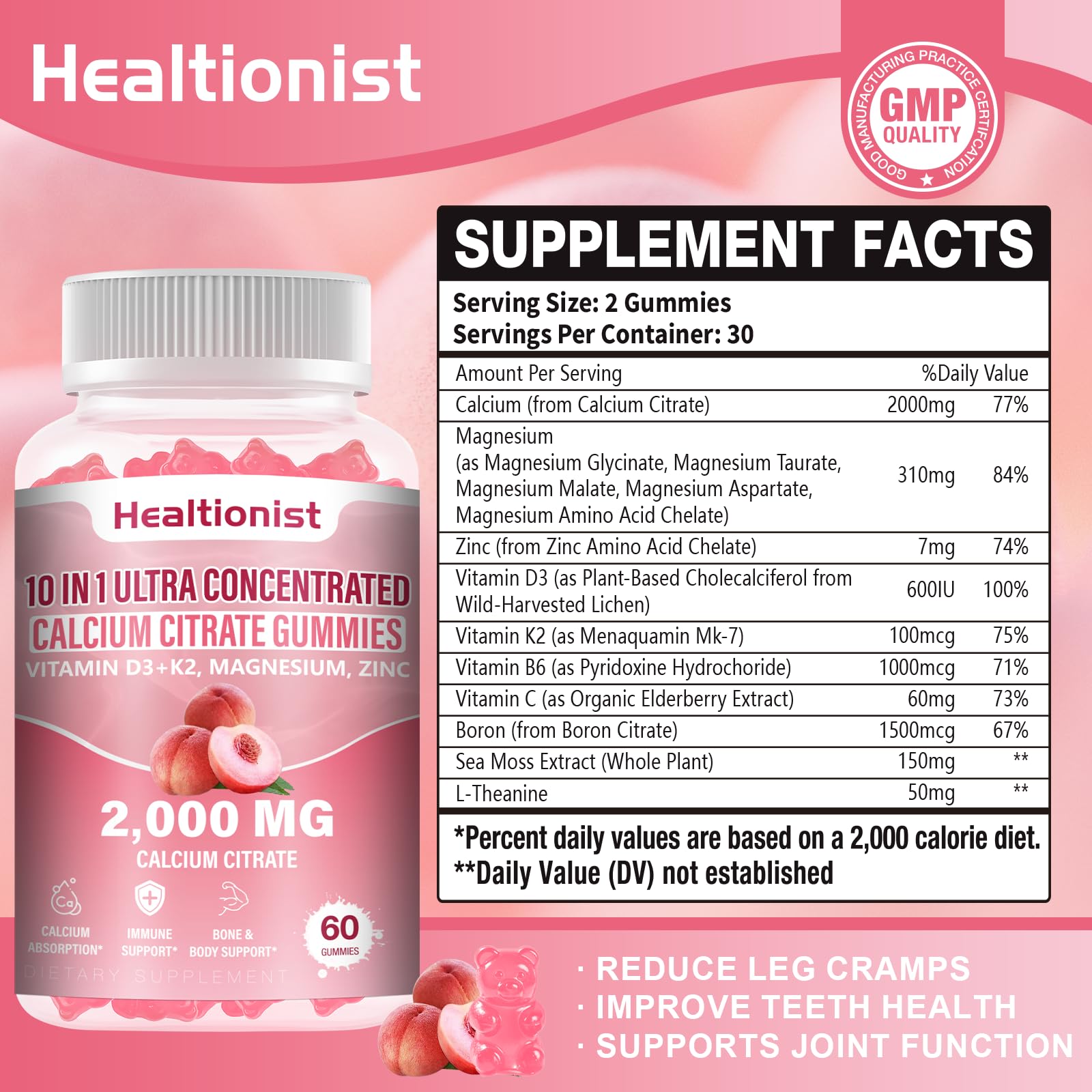 Healtionist textura de gomita mostrada de cerca, fácil de masticar