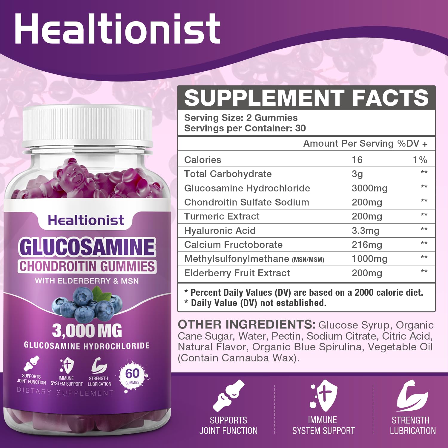Close-up gomitas Healtionist que muestra textura masticable y apariencia apetecible