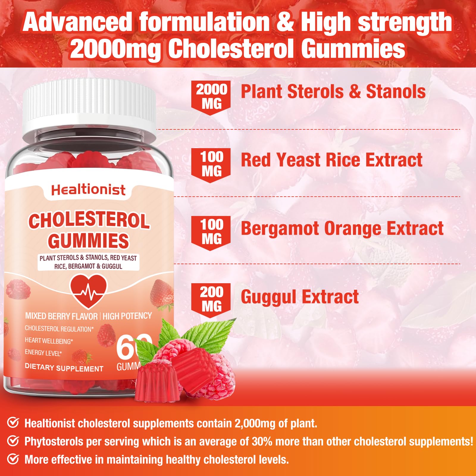 Healtionist etiqueta con ingredientes, beneficio información clara