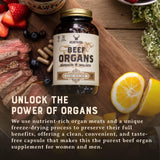 HEART & SOIL frasco abierto con cápsulas para fácil almacenamiento