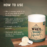 HEART & SOIL close-up del whey concentrado como único ingrediente claro