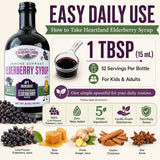 Heartland Elderberry Farms jarabe mezclado en taza de té reconfortante
