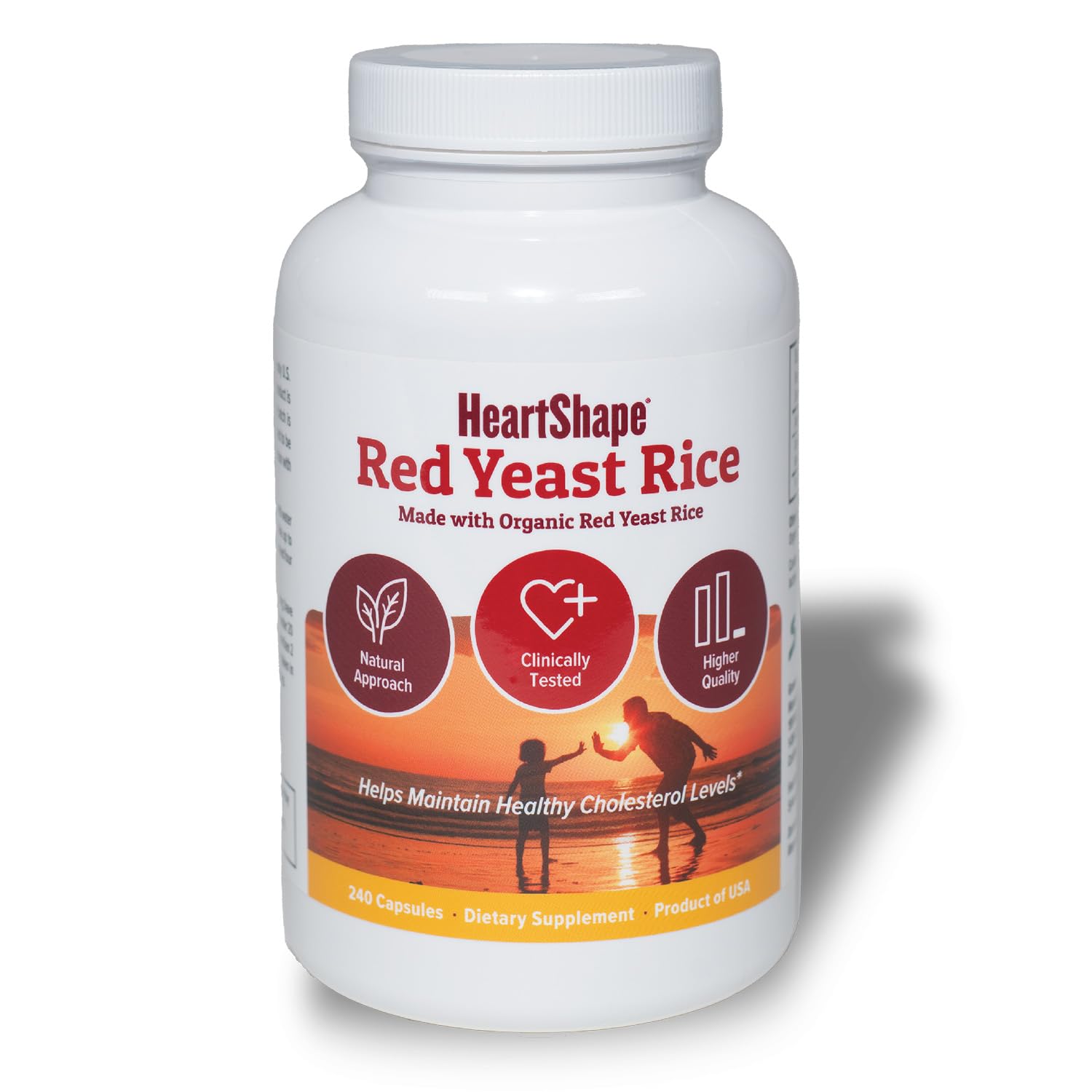 HeartShape frasco frontal con 240 cápsulas, cantidad conveniente