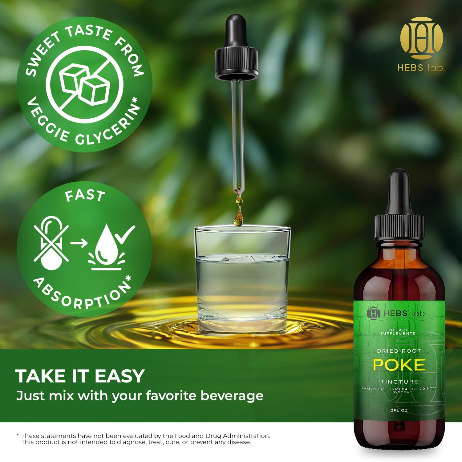 HEBS LAB raíz de poke seca en primer plano para mostrar el origen botánico del extracto