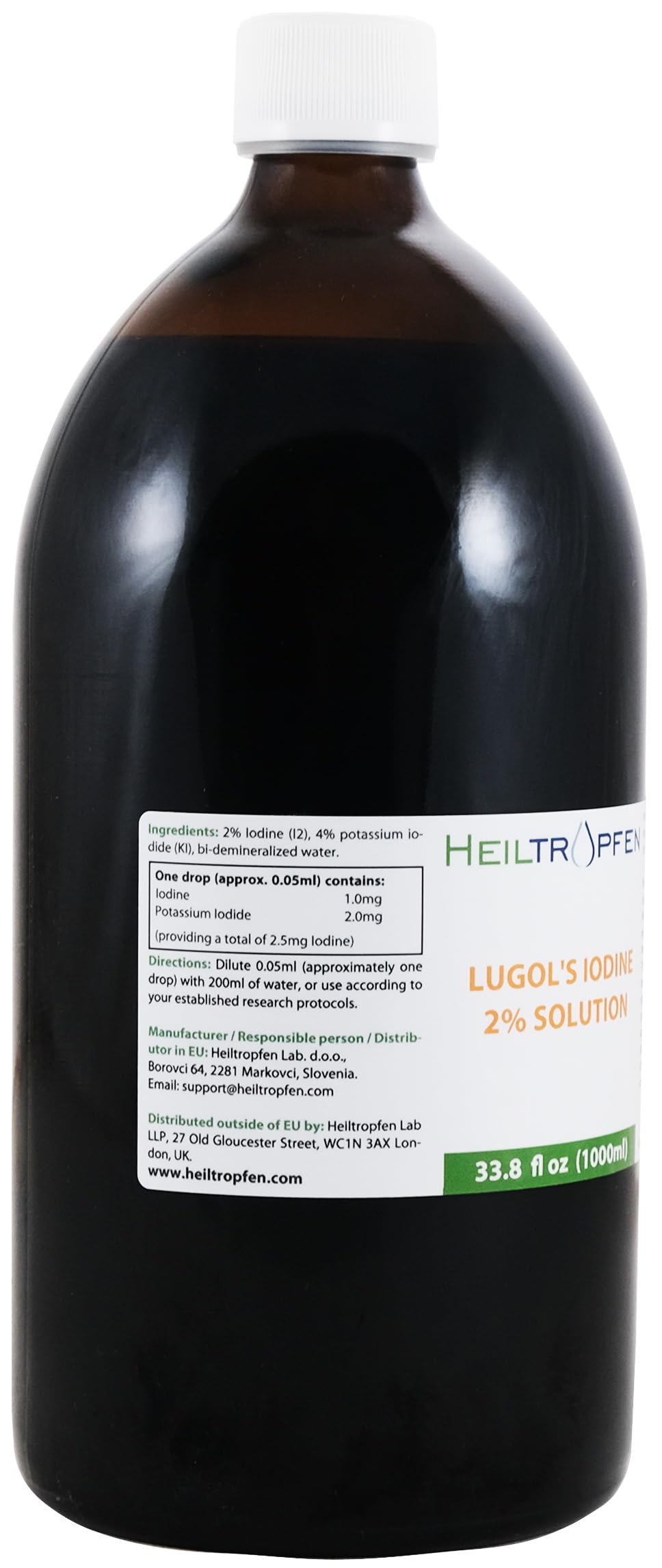 Heiltropfen empaque con espuma protegiendo el frasco durante envío
