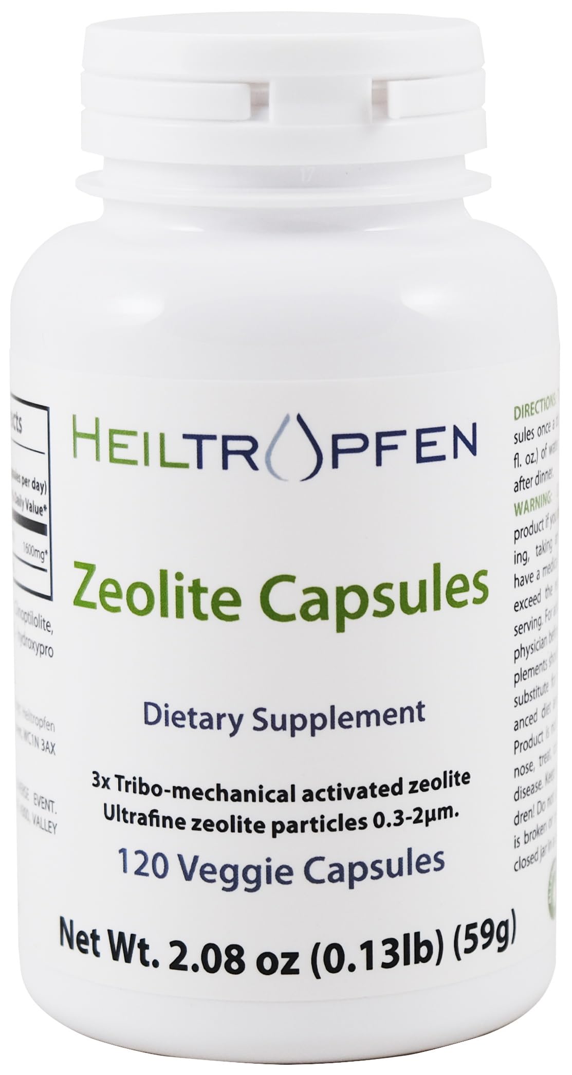 Heiltropfen envase frontal Zeolite mostrando etiqueta y beneficios