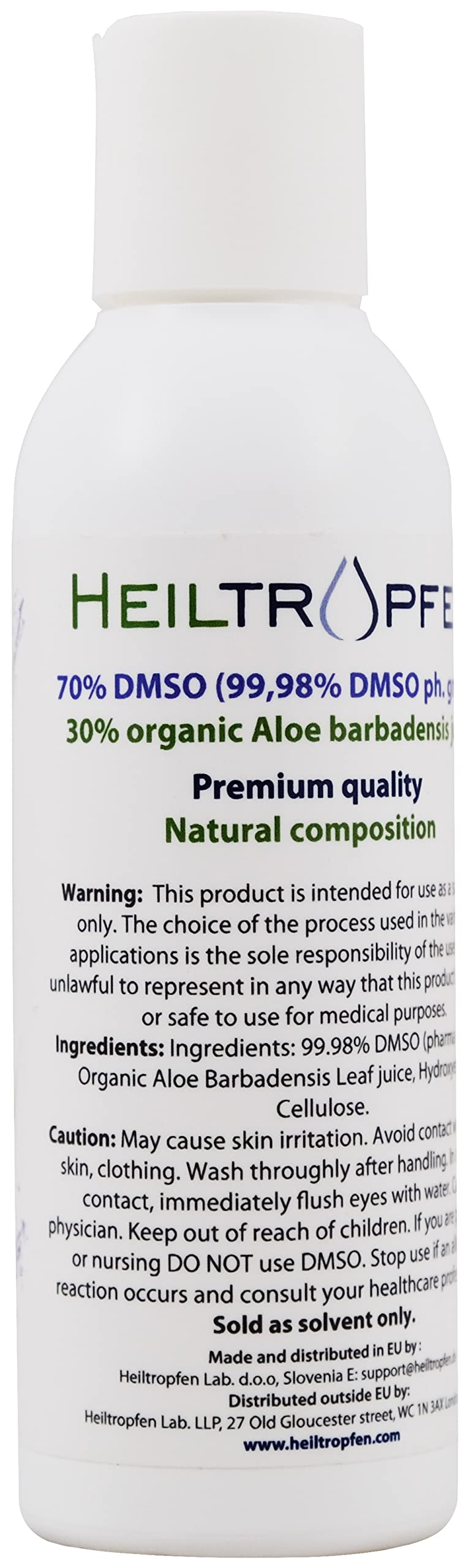 Heiltropfen gel etiqueta con ingredientes y certificaciones visibles para transparencia