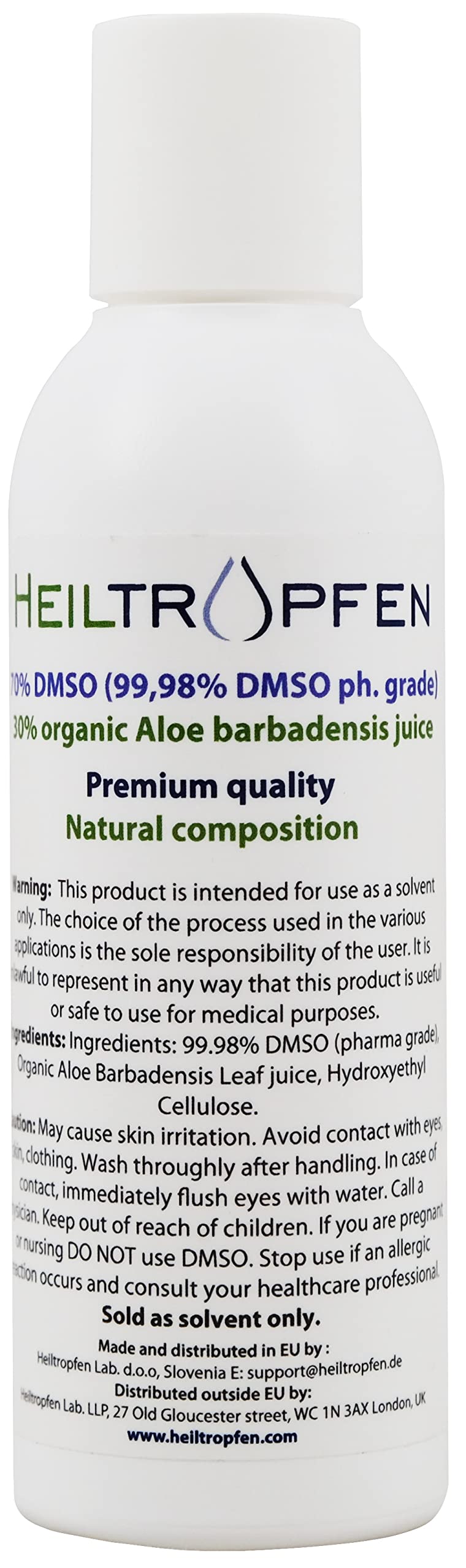 Heiltropfen gel comparado con una regla para mostrar tamaño de 150 g práctico