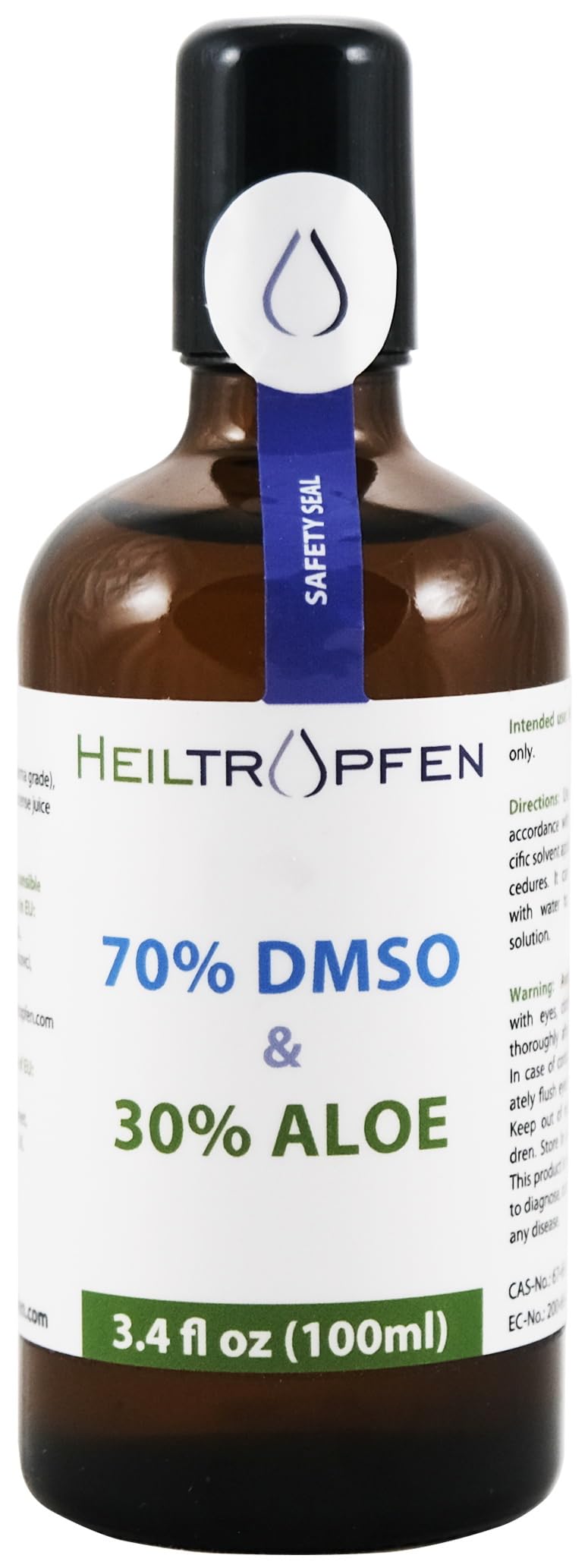 Heiltropfen frasco frontal en vidrio ámbar mostrando etiqueta y beneficio de protección