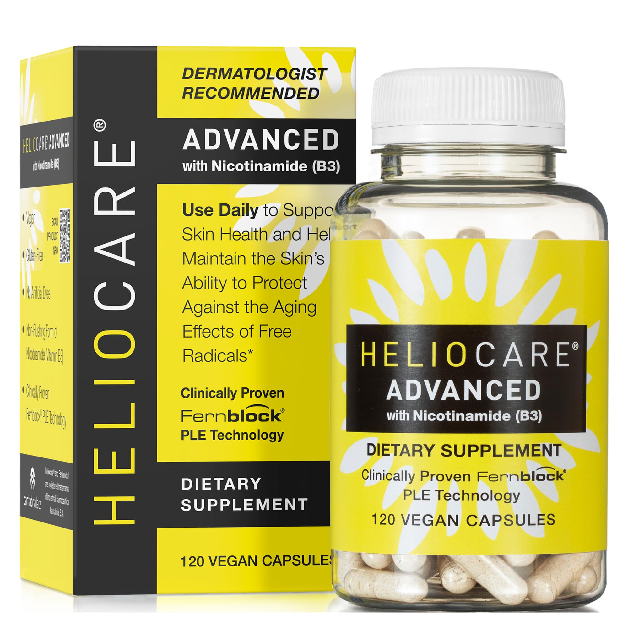 Heliocare envase frontal mostrando la marca y beneficios