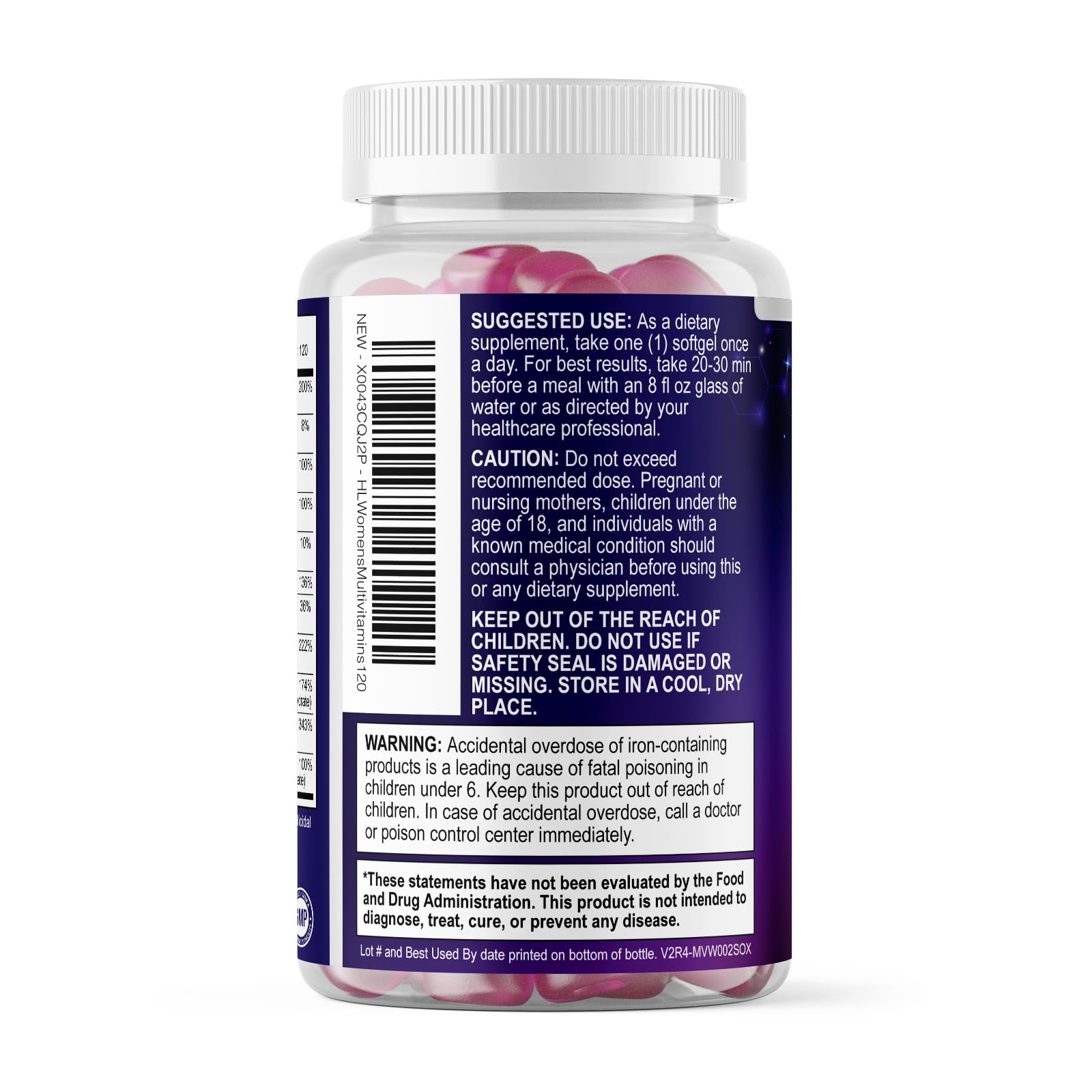 Hello Lovely! botella abierta con softgels resaltando formato y presentación
