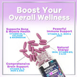 Hello Lovely! etiqueta con lista de vitaminas y minerales esenciales clara