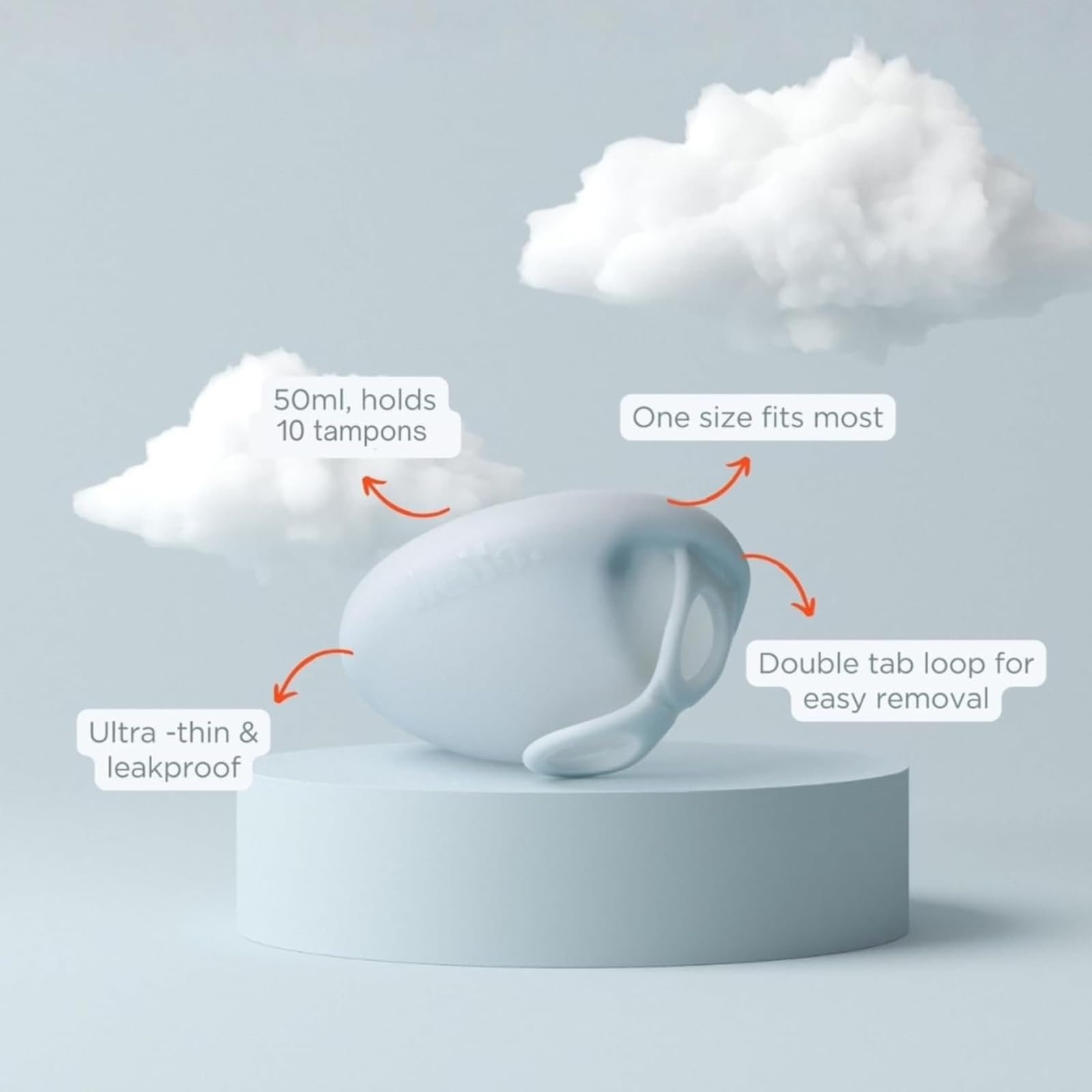 Hello Period borde flexible doblado para mostrar adaptabilidad y confort
