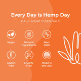 Hemp & Hand etiqueta con sellos de laboratorio y certificaciones visibles