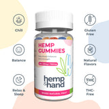 Hemp & Hand gominolas apiladas que resaltan colores y variedad de sabores