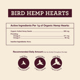 Hemp Well corazones de cáñamo como topping en comedero para mayor nutrición