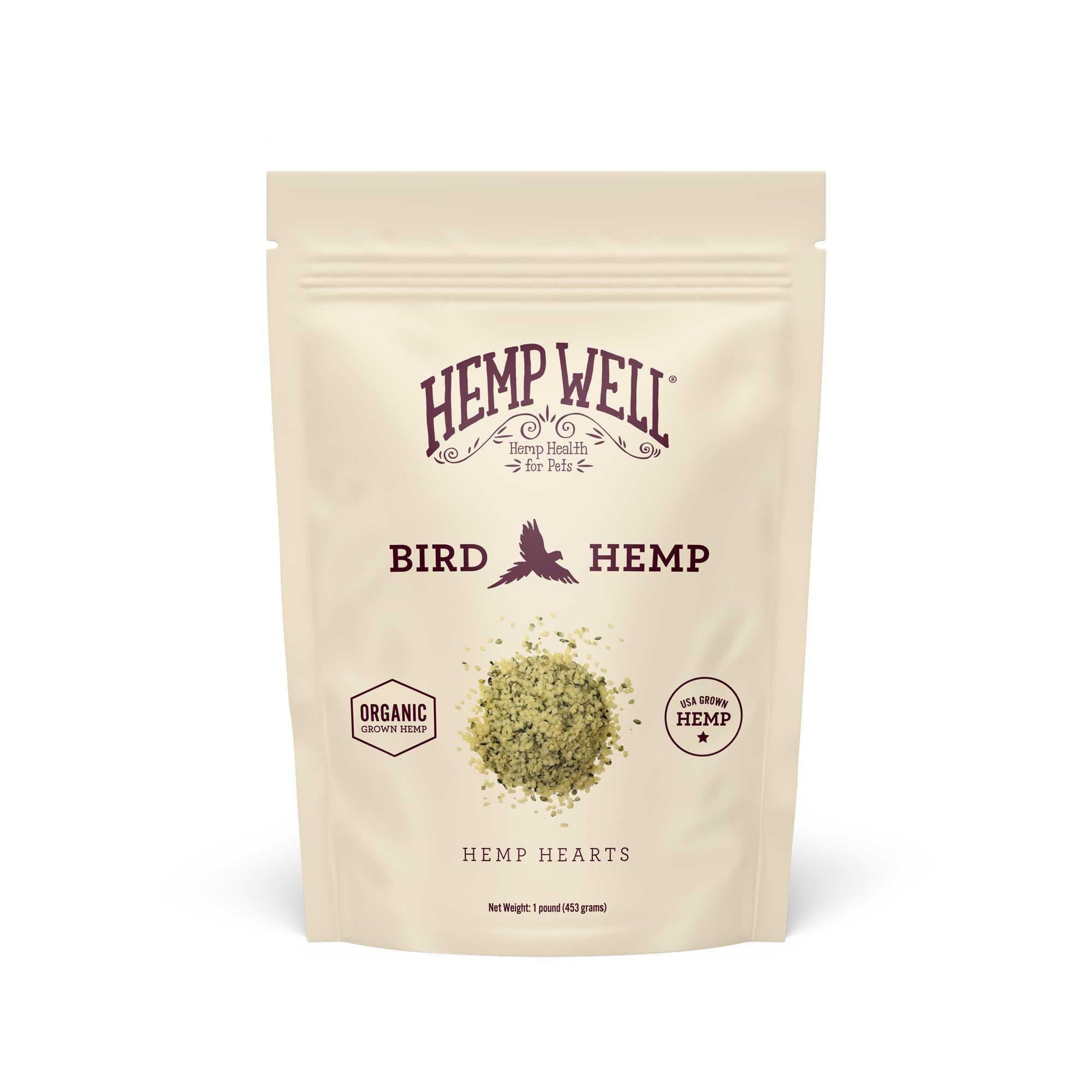 Hemp Well frente del empaque mostrando la bolsa y beneficios naturales