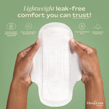 Hempress Hygienics corte que revela núcleo absorbente de cáñamo y algodón