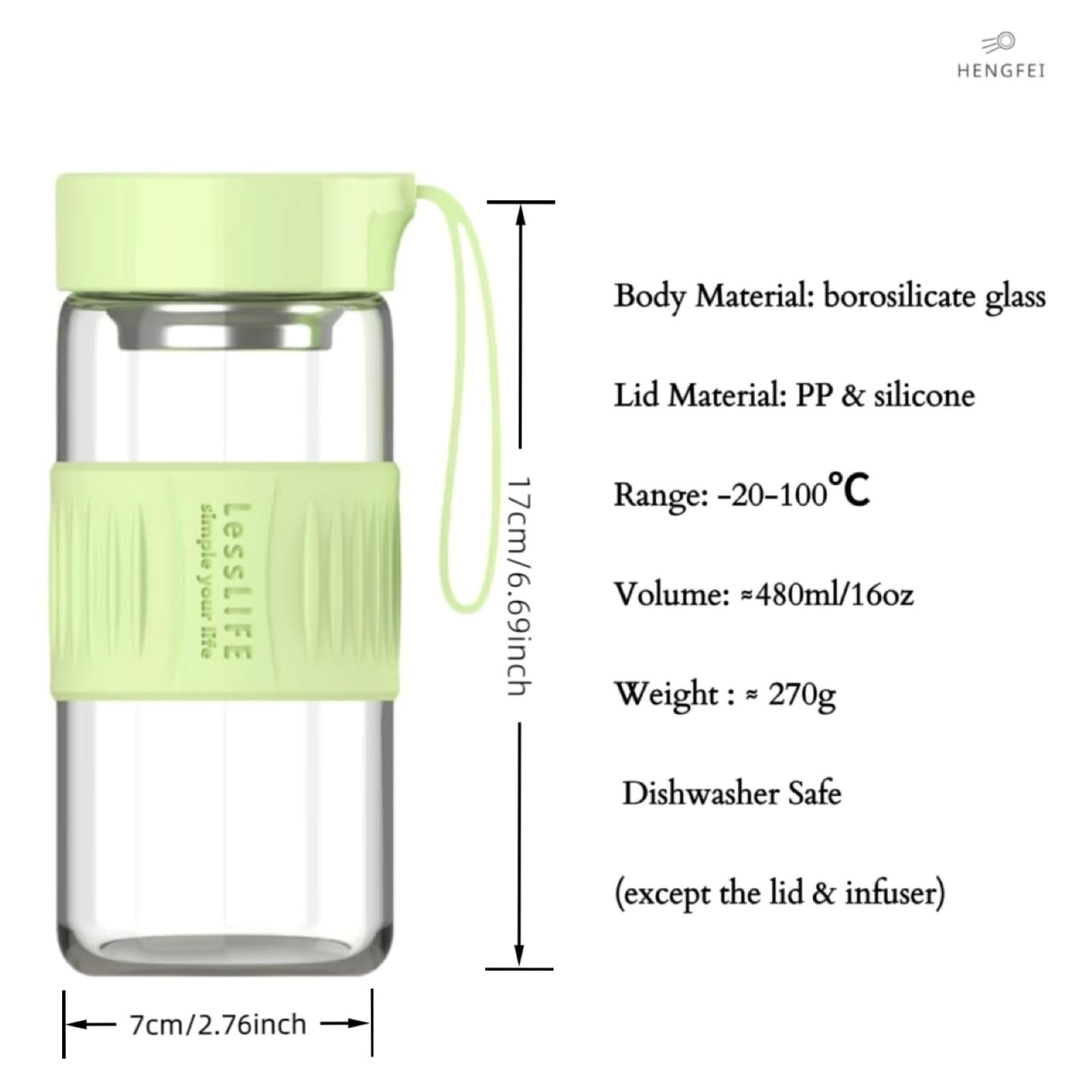 HENGFEI comparación de tamaño en mano, 450 ml práctico