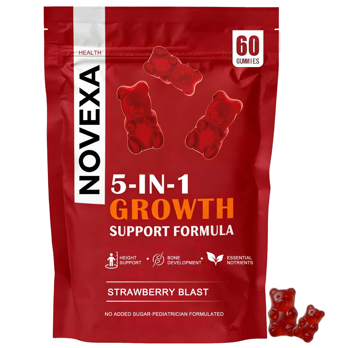 Heniqut Novexa frasco frontal mostrando diseño y cantidad de 60 gomitas