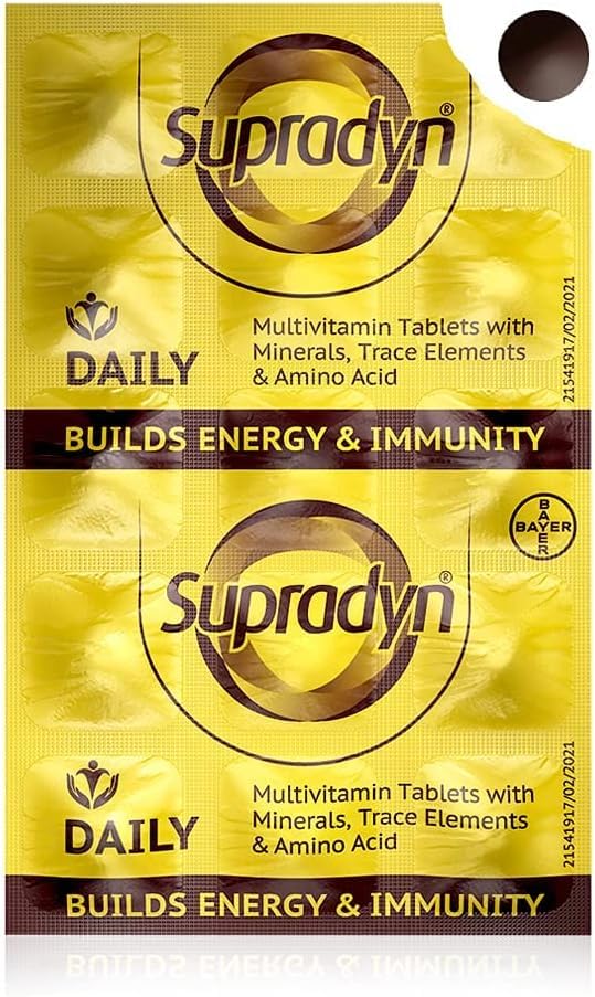 HENU Supradyn tableta primer plano con lista de vitaminas visible y aporte