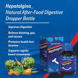 Hepatalgina detalle de la etiqueta con ingredientes principales y modo de uso claro