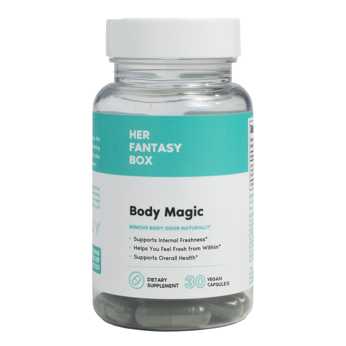 Her Fantasy Box frontal del envase mostrando diseño y beneficios clave