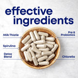 her own Cleanse etiqueta de ingredientes detallada que destaca prebióticos y algas