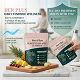 Her Plus Nutrition gominolas junto a una regla para comparación de tamaño